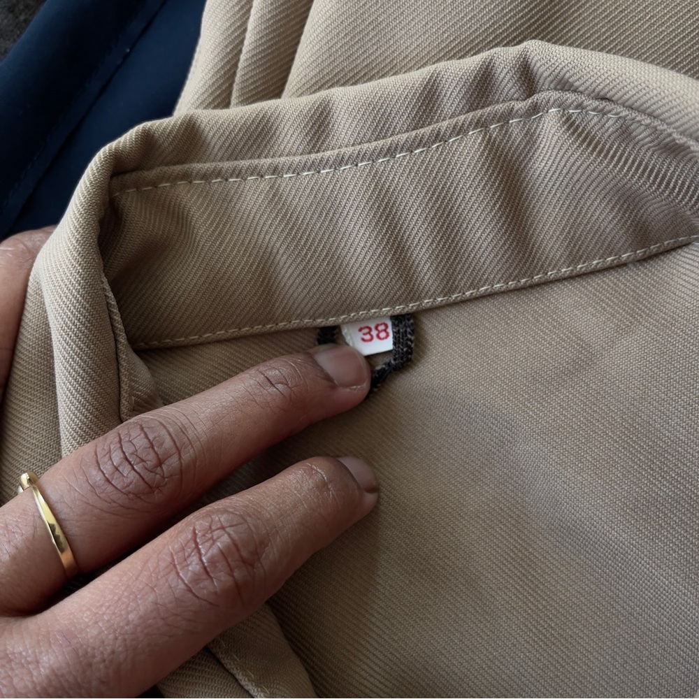 Safari Jacket Tan Italian Utility Chic Minimalist Quiet Luxury Field Coat Staple - Picture 7 of 7